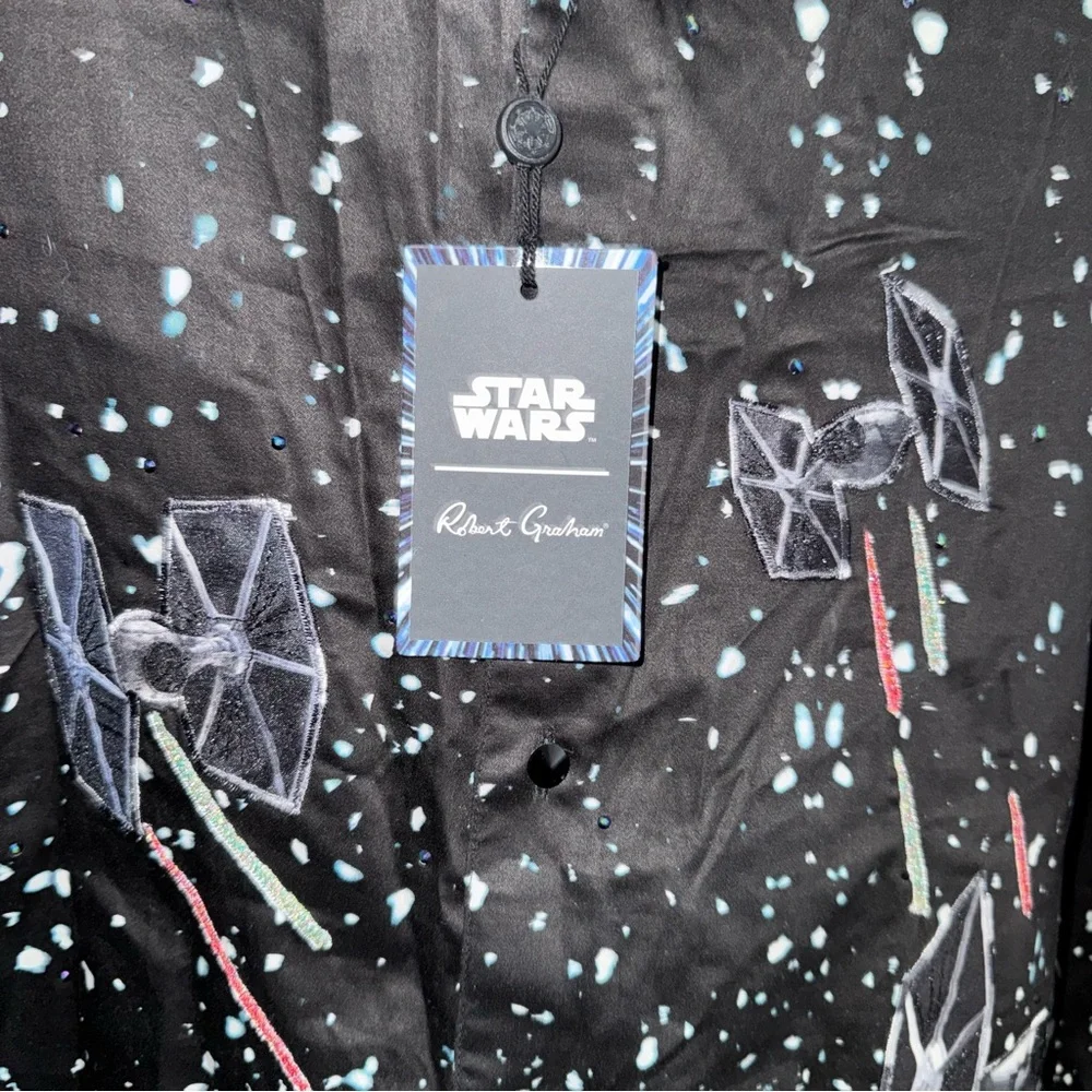 Star Wars “The Falcon”  HTF Robert Graham Black Button-Up Shirt Men’s L - Picture 3 of 11